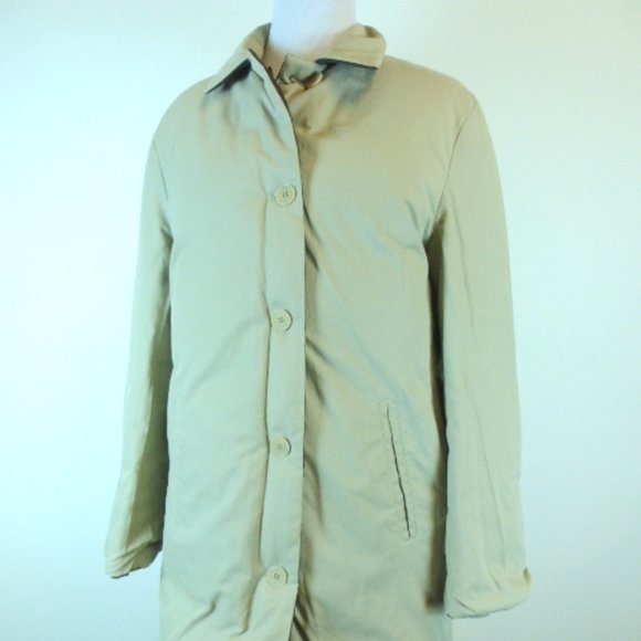 CALVIN KLEIN PUFFER reversible Brown Tan long COAT down filled L cozy - Picture 5 of 9